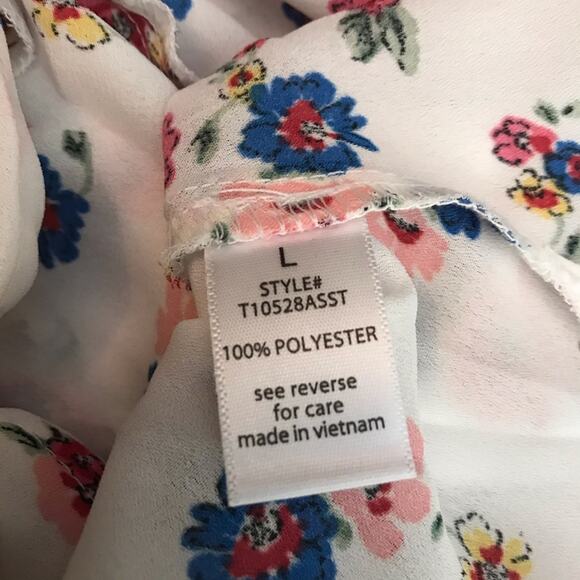 ACTIVE USA Floral Print Tie Front Top - Sz Lg - Picture 5 of 5